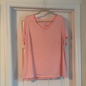 Livi Active Women's Pink V-Neck Short Sleeve Tee